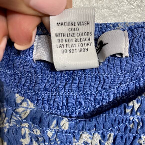 RSQ Blue Floral Ruched Cropped Cami Sz L - Picture 5 of 9